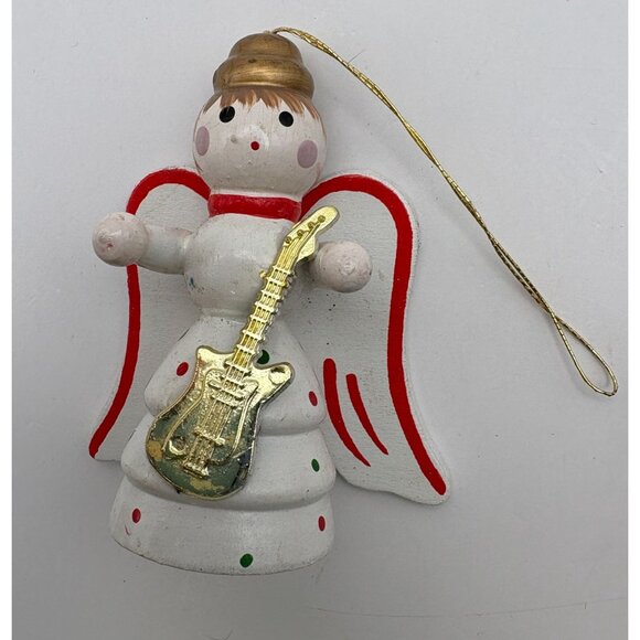 Wooden Angel Musicians Christmas Tree Ornaments Vintage Guitar Lyre Players - Picture 5 of 9